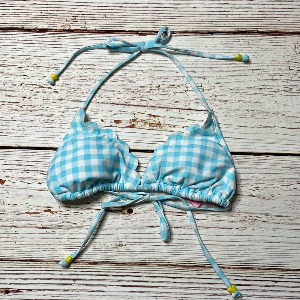 NWT Stoney Clover Lane X Target Blue Gingham Triangle Bikini Top Sz XXS and S - Picture 11 of 14